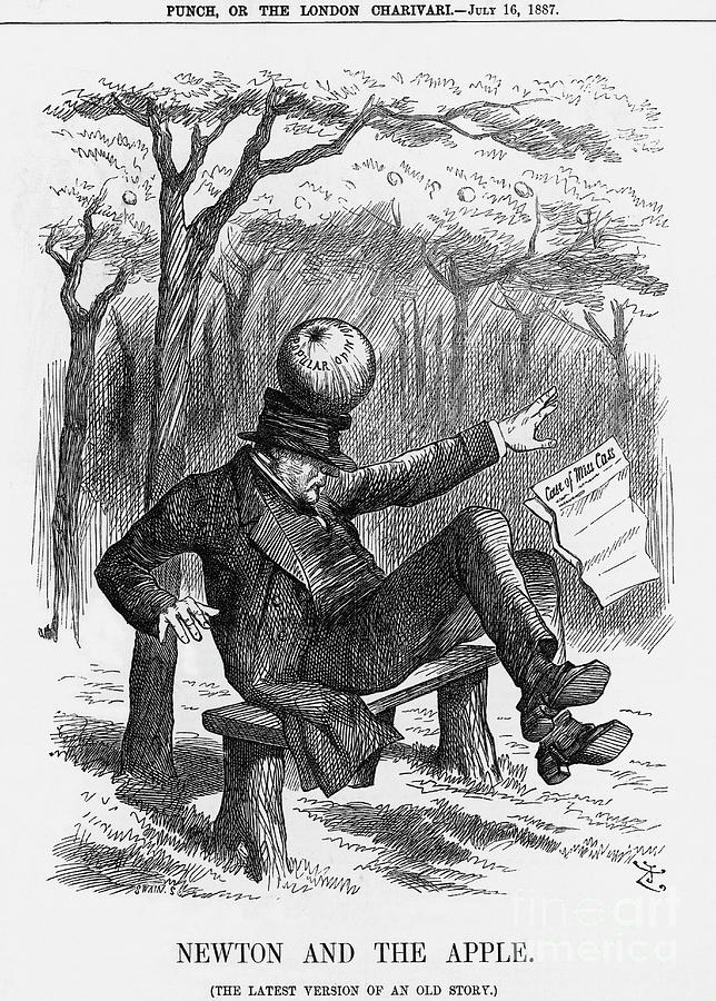 Newton And The Apple, 1887. Artist Drawing by Print Collector