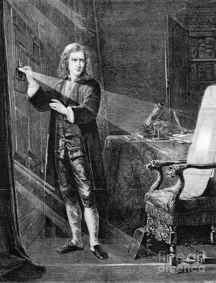 Newton Investigating Light, C1879 Drawing by Print Collector