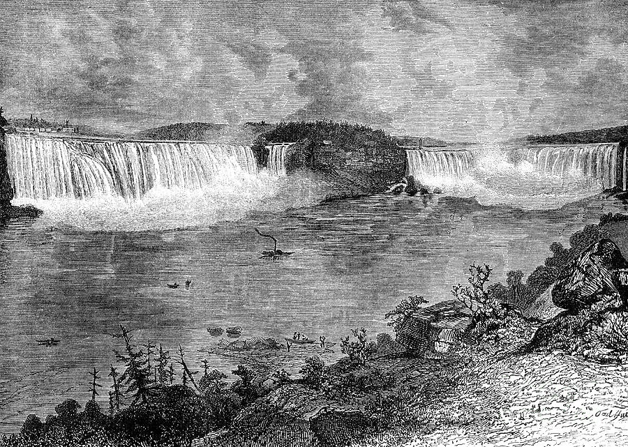 Niagara Falls, Canada, 19th Century Drawing by Print Collector