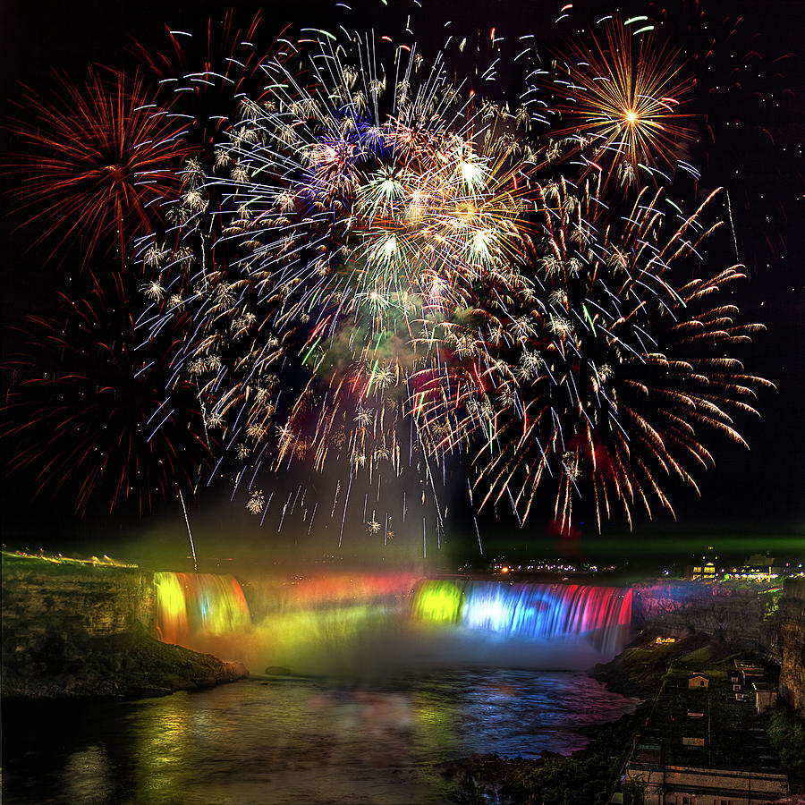 Niagara Falls Fireworks Canada Photograph by Alfredo Art Studio Fine