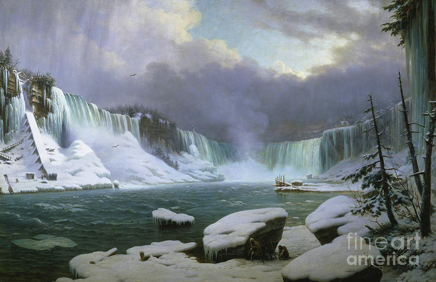 Niagara Falls In Winter. Artist Sebron Drawing by Heritage Images