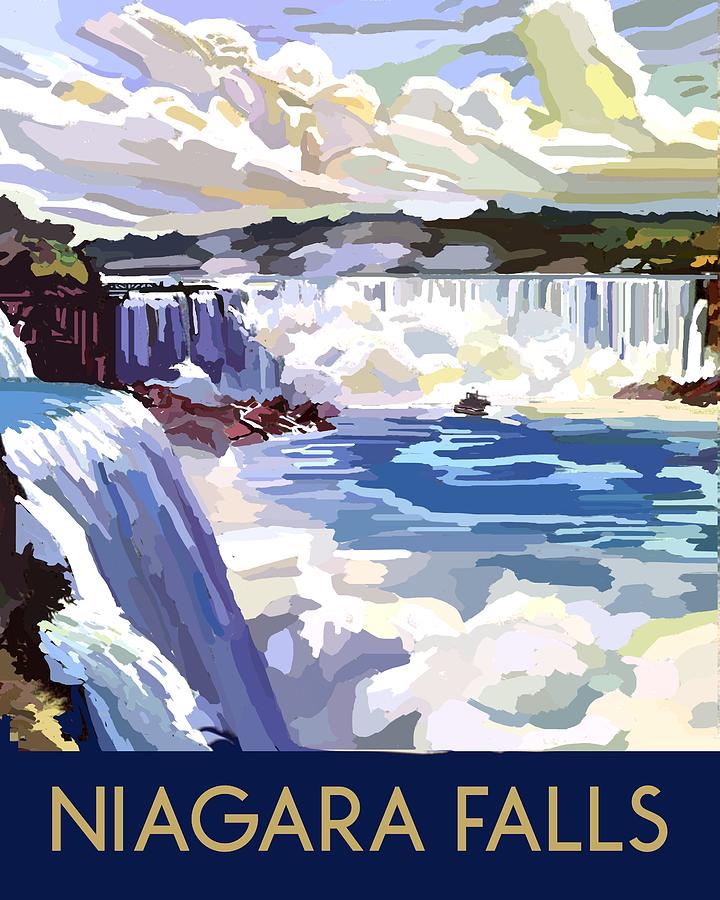 Vintage Drawing - Niagara Falls by Unknown