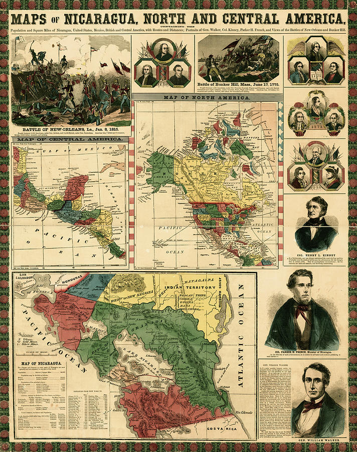 Nicaragua &Central America, Mexico, isthmus of Panama Painting by Unknown