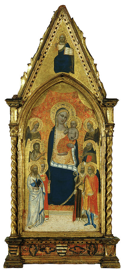 Niccolo di Tommaso -Active ca. 1346-76-. The Virgin and Child between Angels and six Saints -ca. ... Painting by Niccolo di Tommaso -fl c 1346-1376-