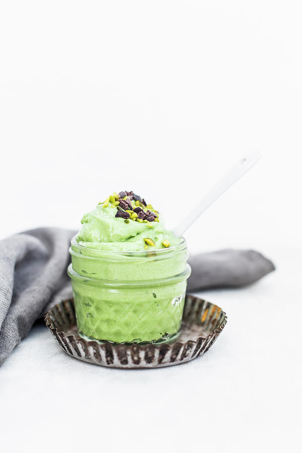 Nice Cream Made From Frozen Bananas And Avocado Topped With Pistachios And Cocoa Nibs Photograph by Theveggiekitchen