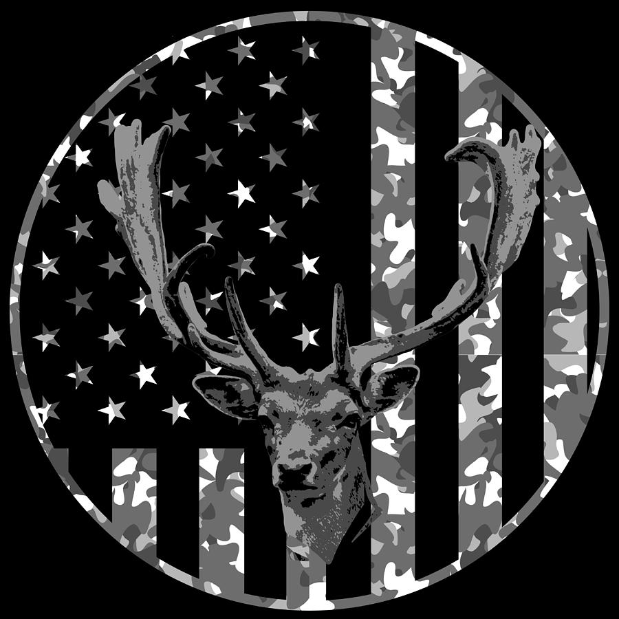 Hunting Flag Gun Rifle Hunt Duck American Flag USA Adult DT T-Shirt Tee 