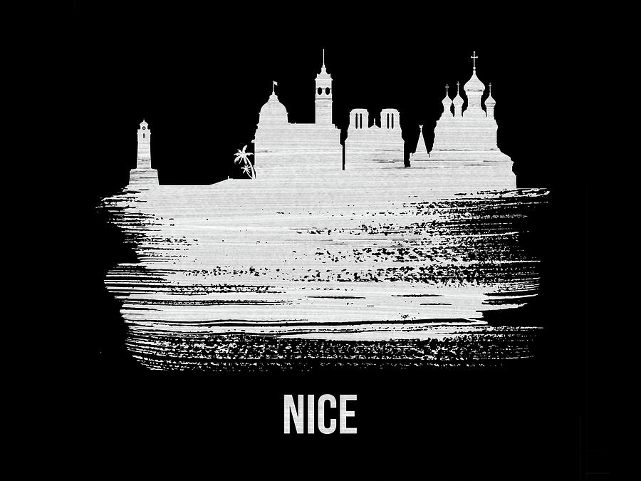 Nice Mixed Media - Nice Skyline Brush Stroke White by Naxart Studio Nice Mixed Media - Nice Skyline Brush Stroke White by Naxart Studio