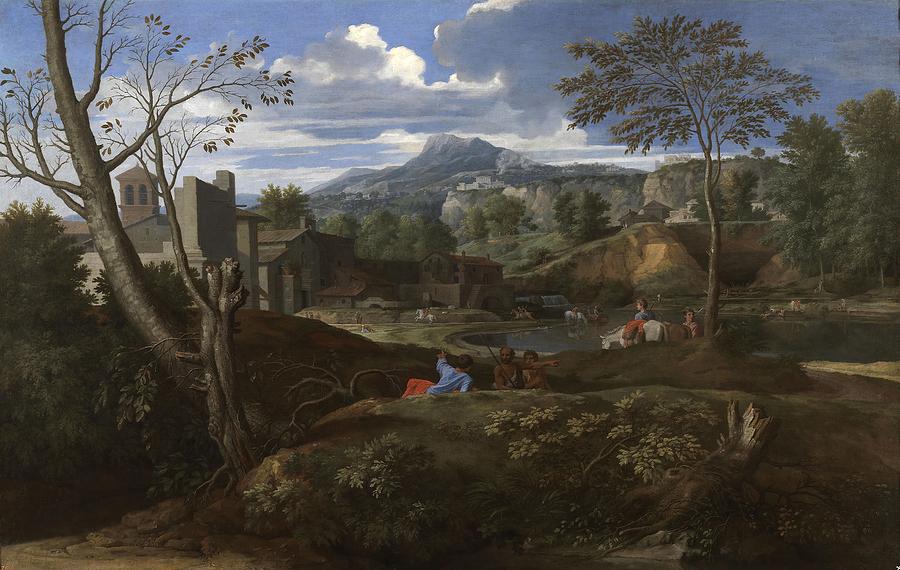 Nicolas Poussin / Landscape with Buildings, 1648-1650, French School. Painting by Nicolas Poussin -1594-1665-