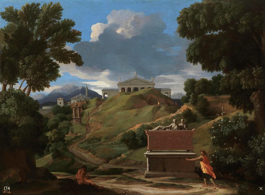 Nicolas Poussin / Landscape with Ruins, 1642-1647, French School. Painting by Nicolas Poussin -1594-1665-