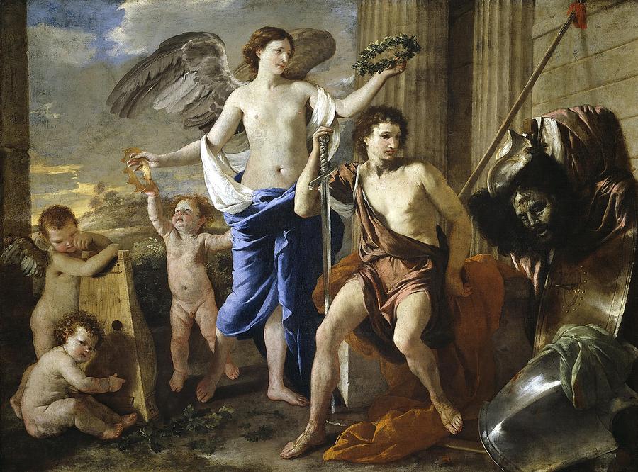 Nicolas Poussin / The Triumph of David, ca. 1630, French School. DAVID REY SIGLO XI AC. VICTORIA. Painting by Nicolas Poussin -1594-1665-