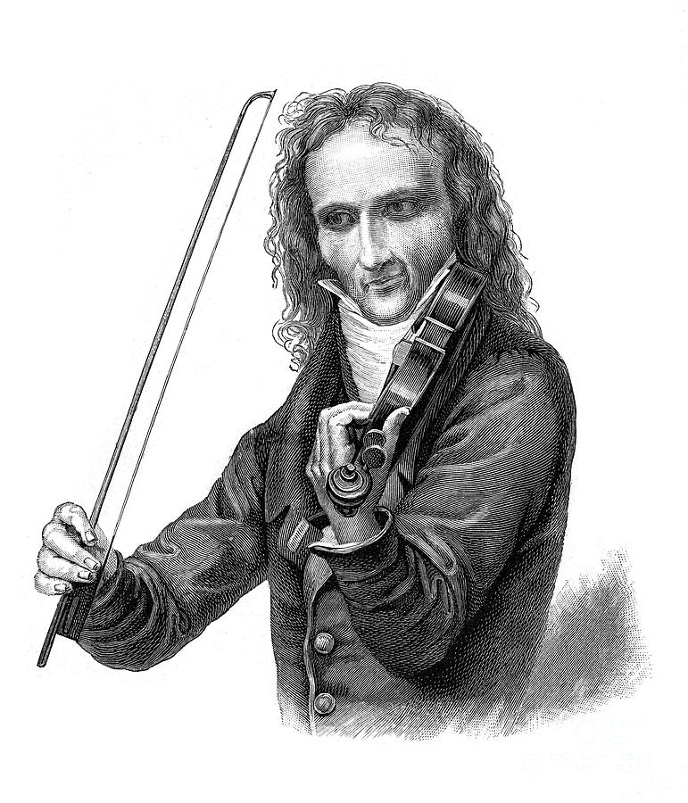 Nicolo Paganini, 19th Century Italian Drawing by Print Collector