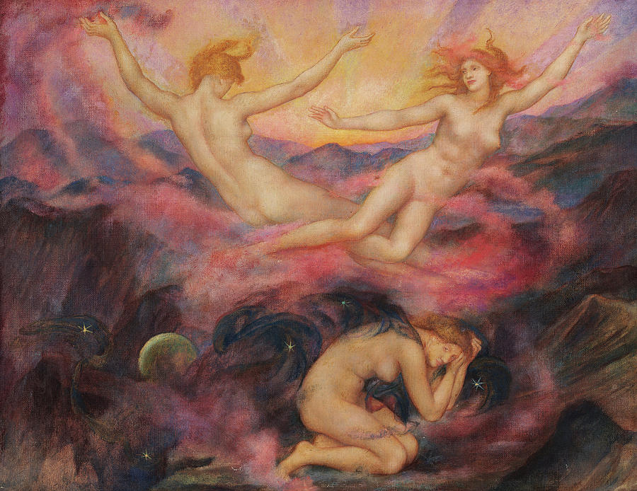 Evelyn De Morgan Painting - Night and Dawn, 1914 by Evelyn De Morgan