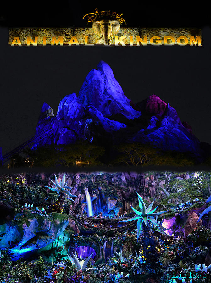 Night at the Animal Kingdom poster A Mixed Media by David Lee Thompson