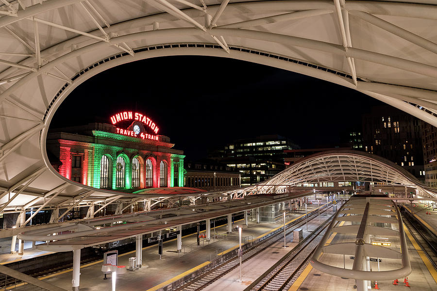Night at Union Station in Denver Photograph by Tony Hake