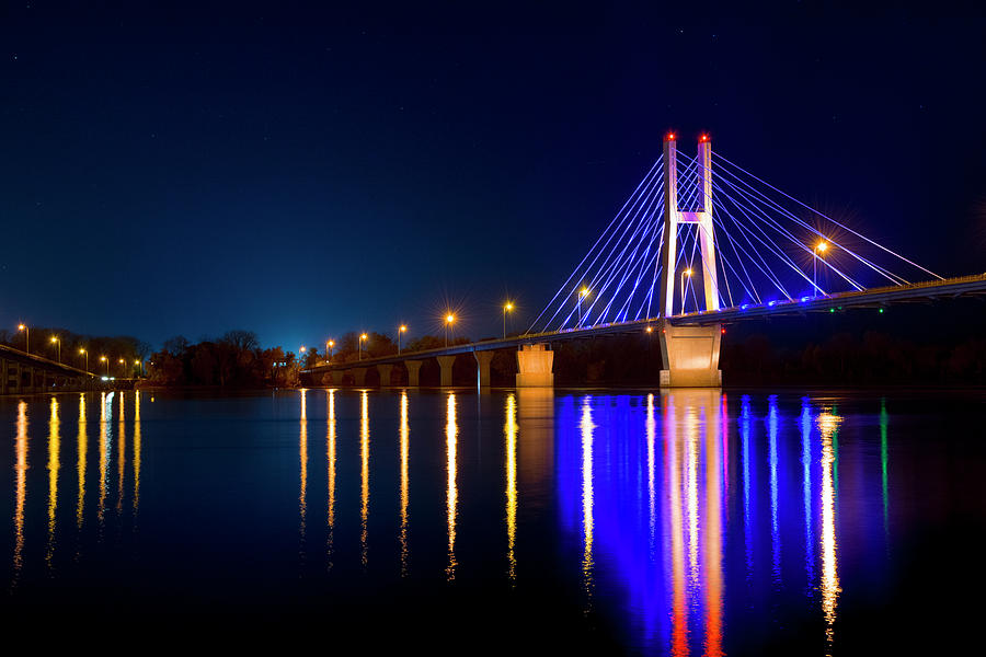 Architecture Photograph - Night Bridge by Njr Photos