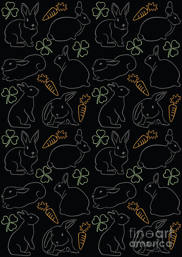 Carrot Digital Art - Night Bunnies by Claire Huntley