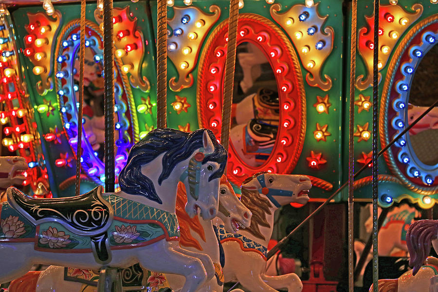 Night Carousel 092819 Photograph by Mary Bedy