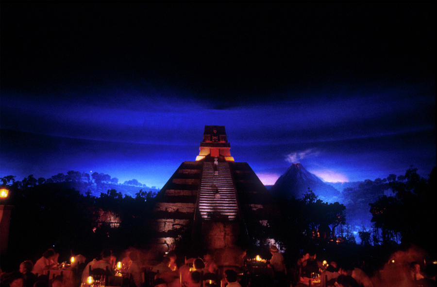 Architecture Photograph - Night Epcot Mayan Pyramid 2 by Robert K. Jones