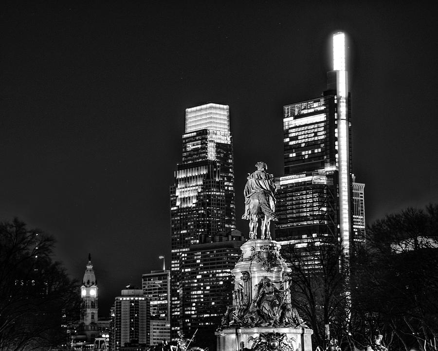 Night in Philadelphia In Black and White Photograph by Bill Cannon