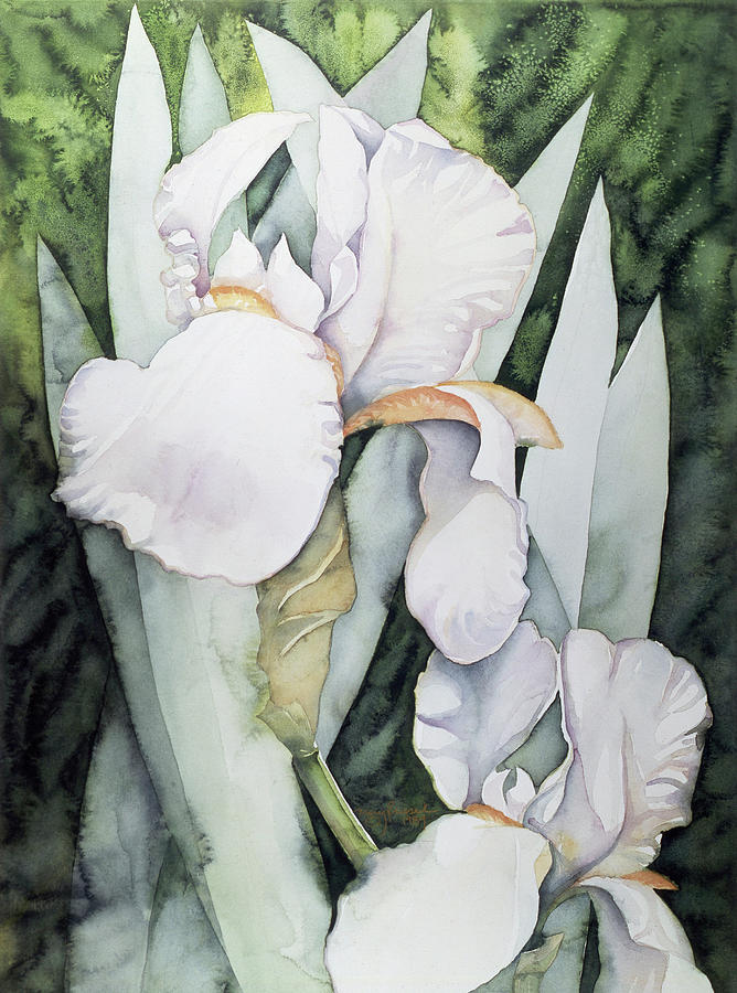 White Irises Painting - Night Journey by Mary Russel