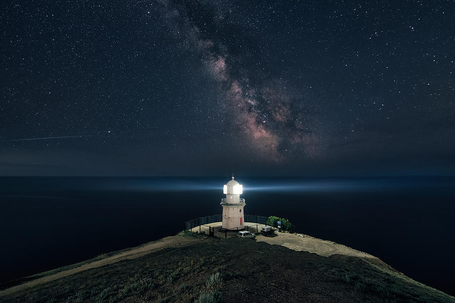Night Lighthouse Photograph by Konstantin Shamin