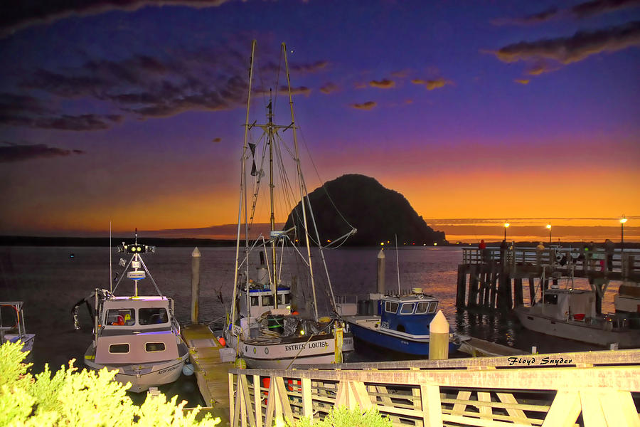 Night Lights at Morro Rock  Photograph by Floyd Snyder