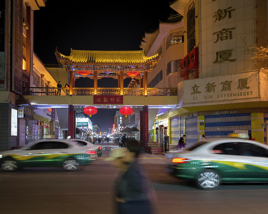 Night Market Dunhuang Gansu China Photograph by Adam Rainoff