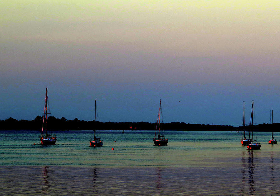 Night Masts on the Delaware River  Photograph by Linda Stern