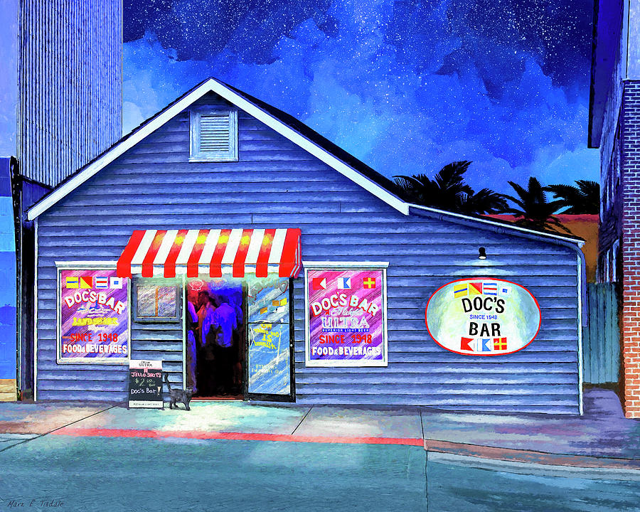 Night on Tybee Island - Docs Bar Mixed Media by Mark Tisdale
