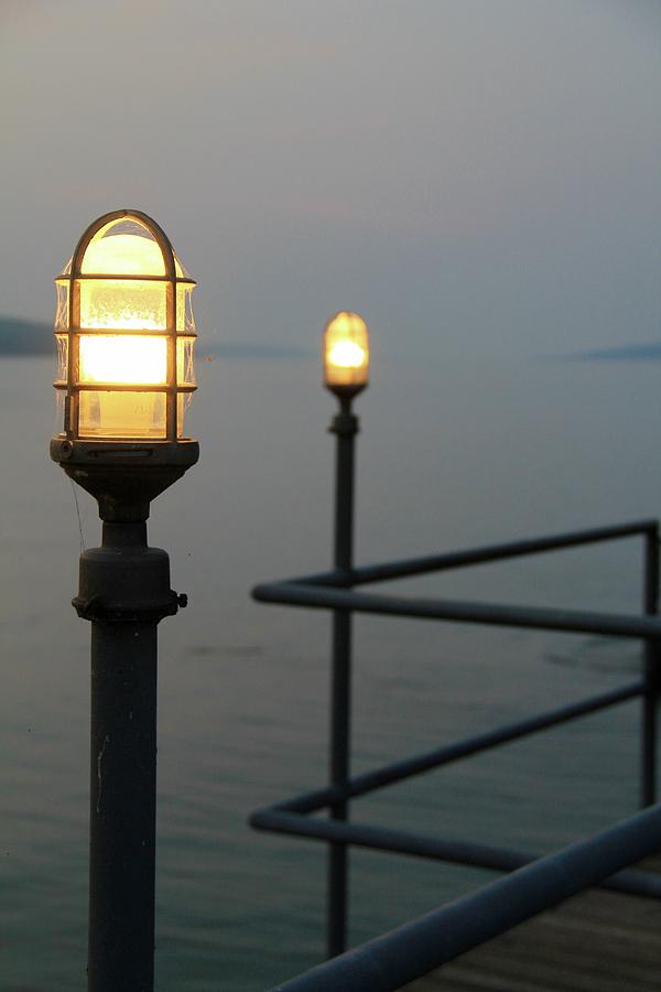 Night Photograph - Night Railing by Keith Rousseau