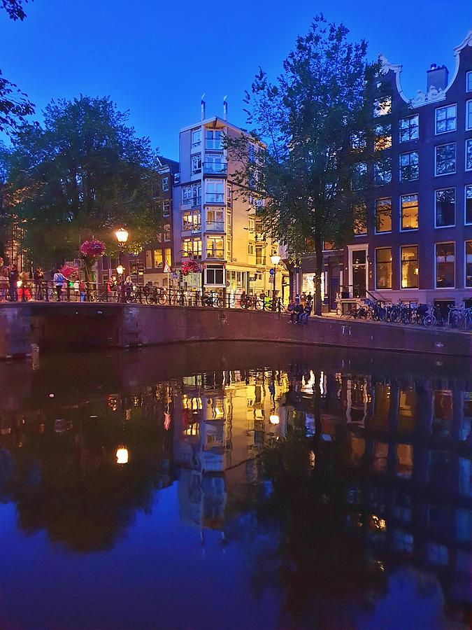 Night Reflections in Amsterdam by Andrea Whitaker Night Reflections in Amsterdam by Andrea Whitaker