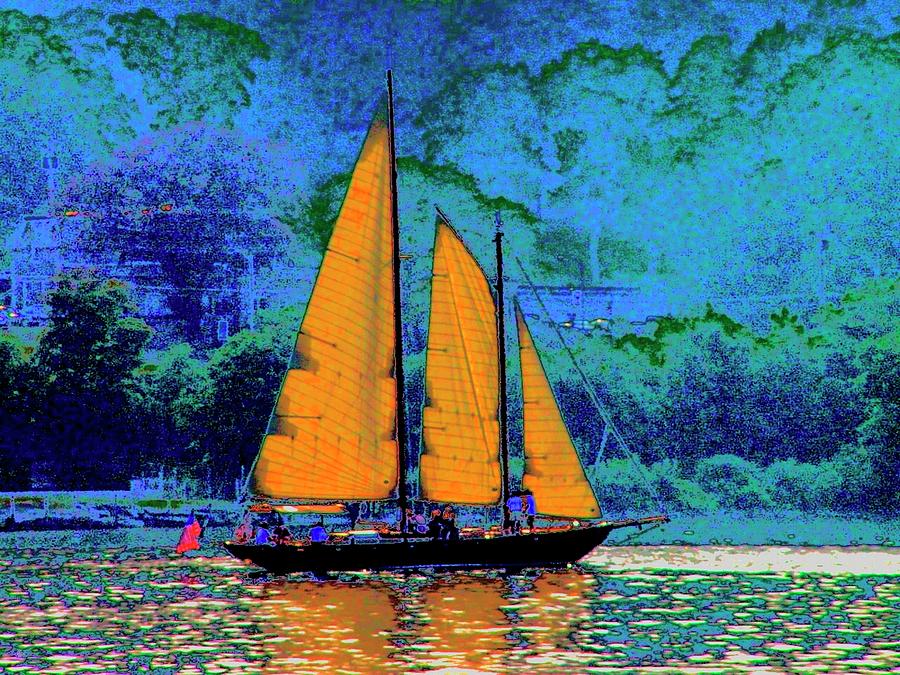 Night Sailing Digital Art by Cliff Wilson
