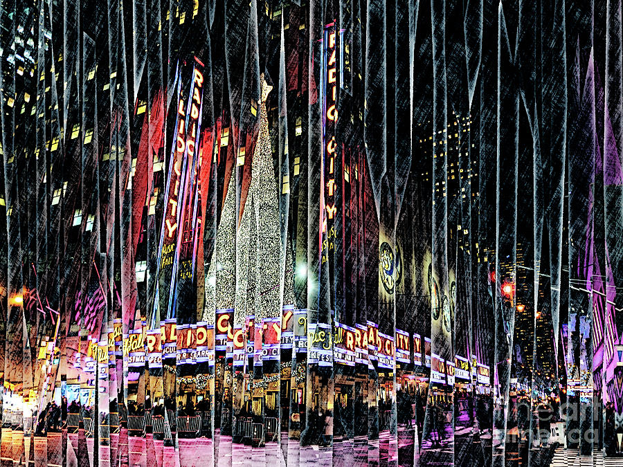 Night Scene At Radio City Digital Art by Phil Perkins