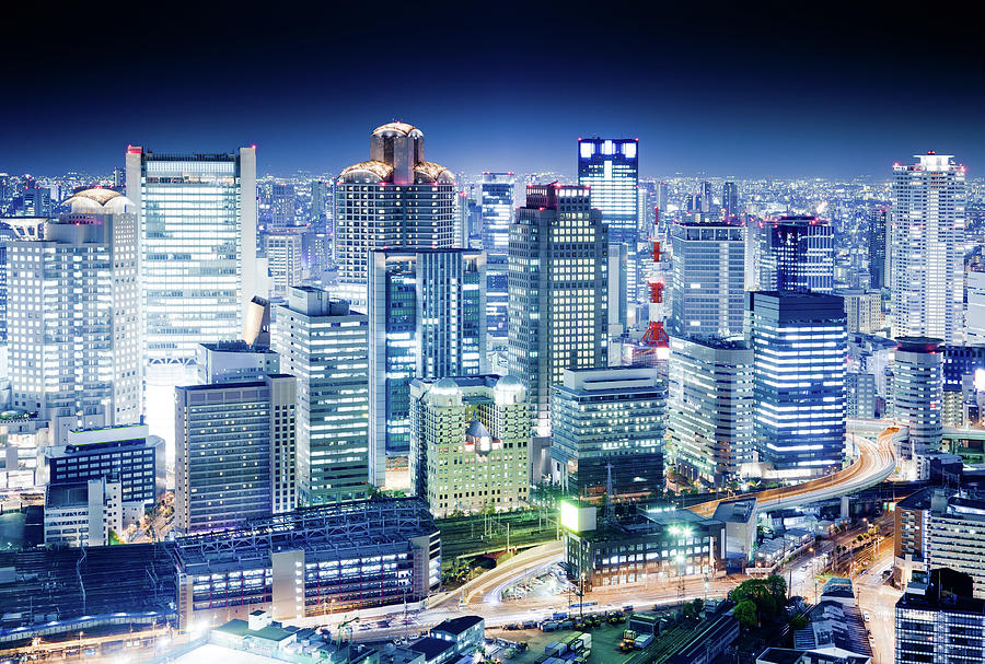 Night Scene Of Osaka, Japans Financial Photograph by Tomml