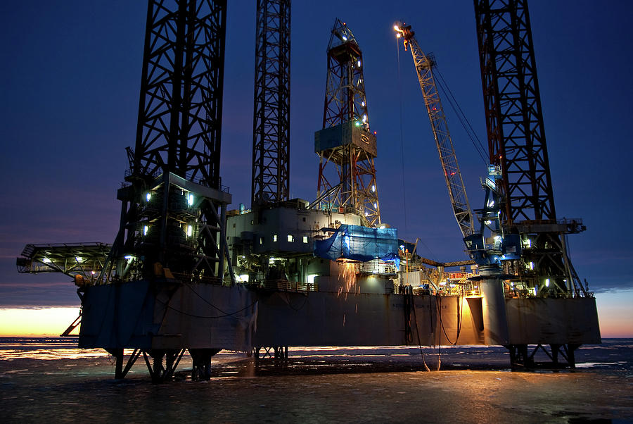 Night Shift On Oilrig Photograph by Jens Auer