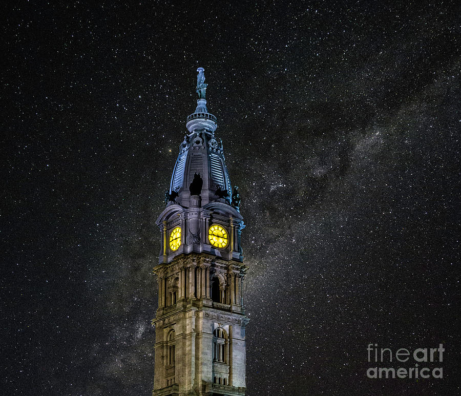 Night sky over City Hall Photograph by Nick Zelinsky Jr