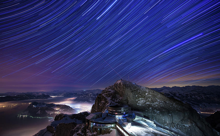 Night Sky Over Lake Digital Art by Gianni Krattli