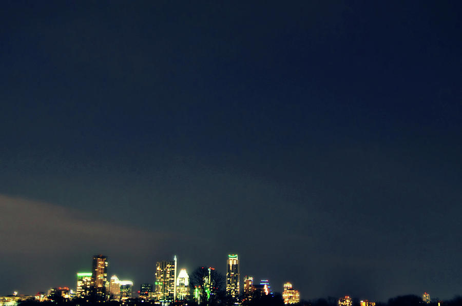 Night Sky With Lit City Skyline In Photograph by Meredith Winn Photography