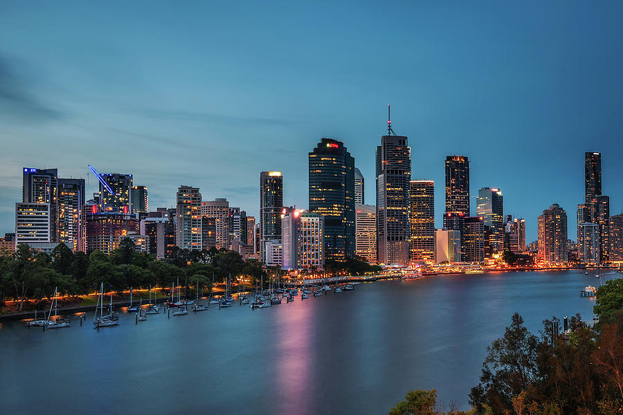 Night Skyline Of Brisbane City And Brisbane River From Kangaroo Point 