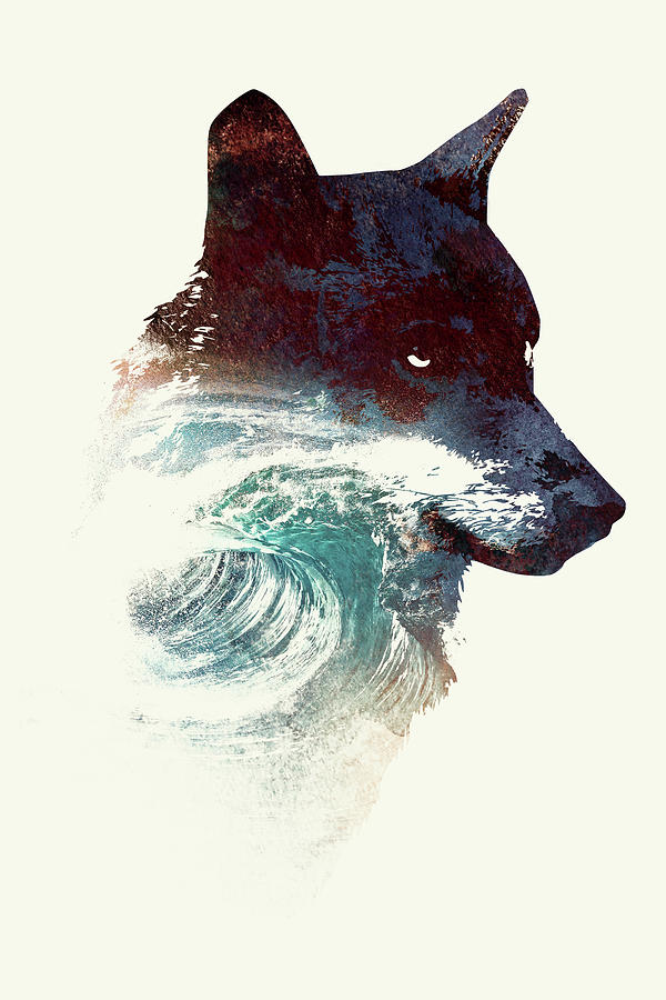 Wolves Painting - Night Swim 2 by Robert Farkas
