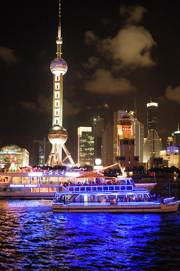 Night Time Cruise Ship On Huang Pu Photograph by Lonely Planet