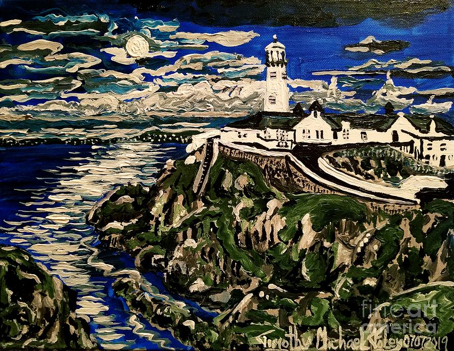 Night Time Lighthouse  Painting by Timothy Foley