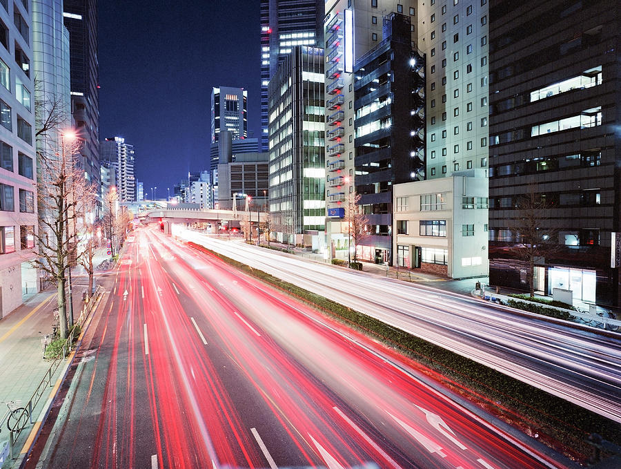 Night Traffic In Tokyo Photograph by Stefan Frid