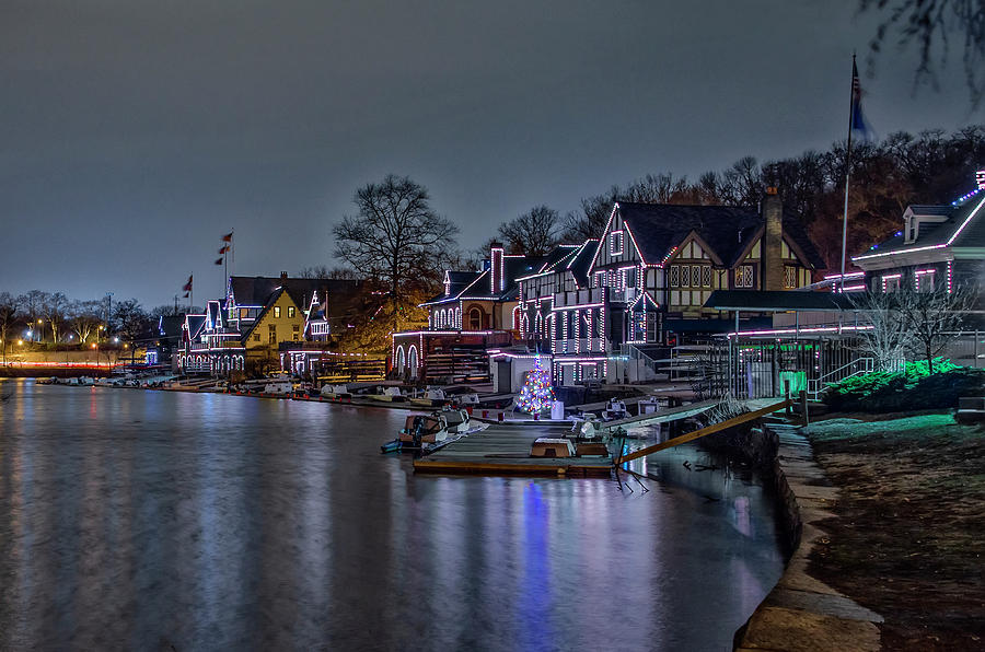 Night View - Boathouse Row - Philadelphia Photograph by Bill Cannon