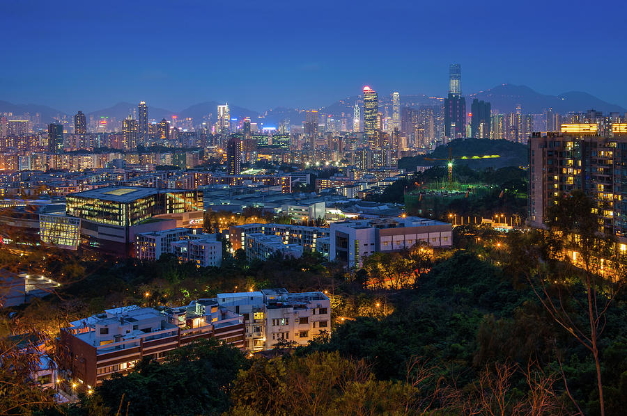 Night View Of Kowloon From Lung Cheung Photograph by Coolbiere Photograph