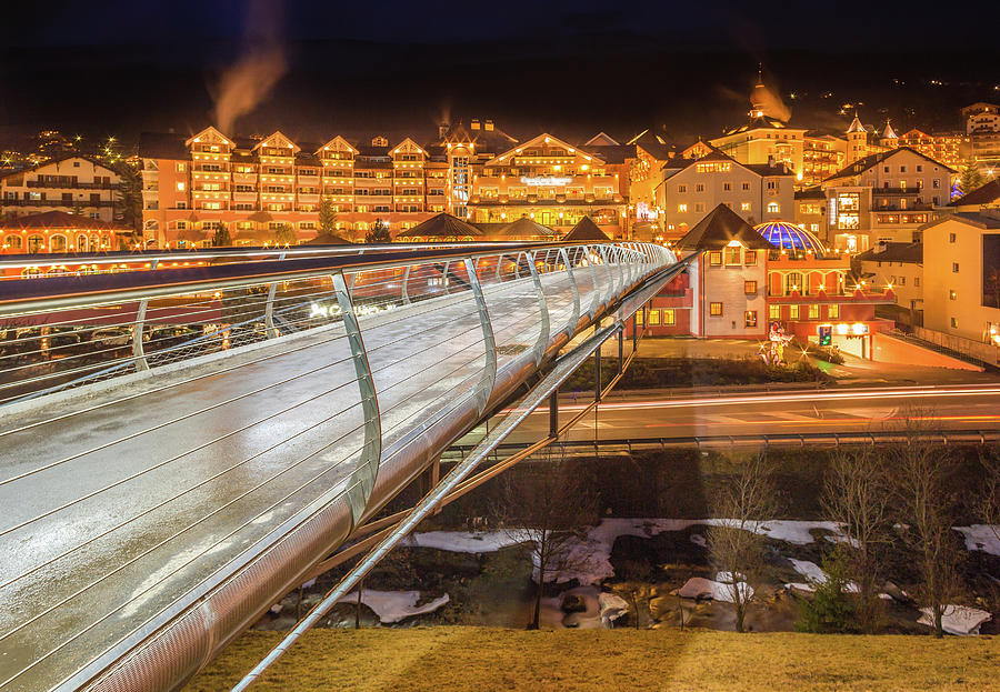 Night View Of Modern Bridge To Mountain Village Photograph by Vivida Photo PC