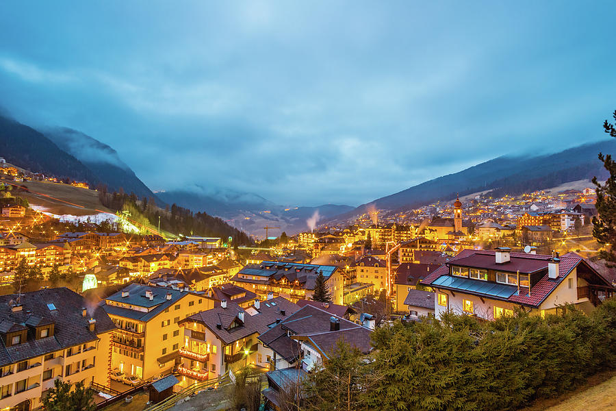 Night View Of Mountain Village In Alpine Valley Photograph by Vivida Photo PC