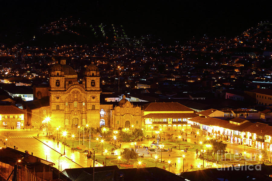 Night View of Plaza de Armas Cusco Peru Photograph by James Brunker