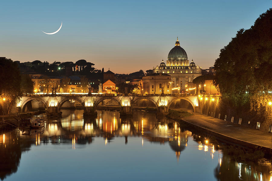 Roman Photograph - Night View Of Vatican City State by Salvator Barki Roman Photograph - Night View Of Vatican City State by Salvator Barki