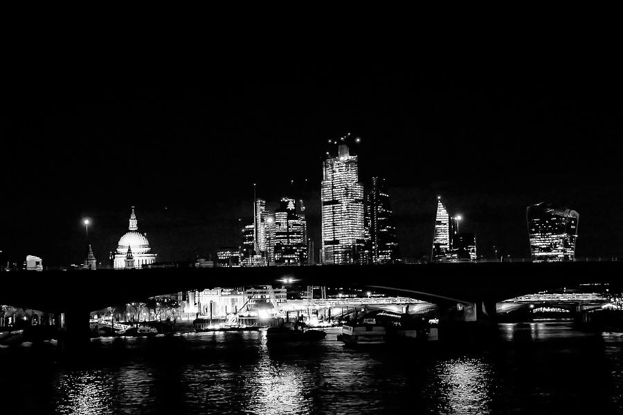 Night Vista on a London Bridge Photograph by Christopher Maxum